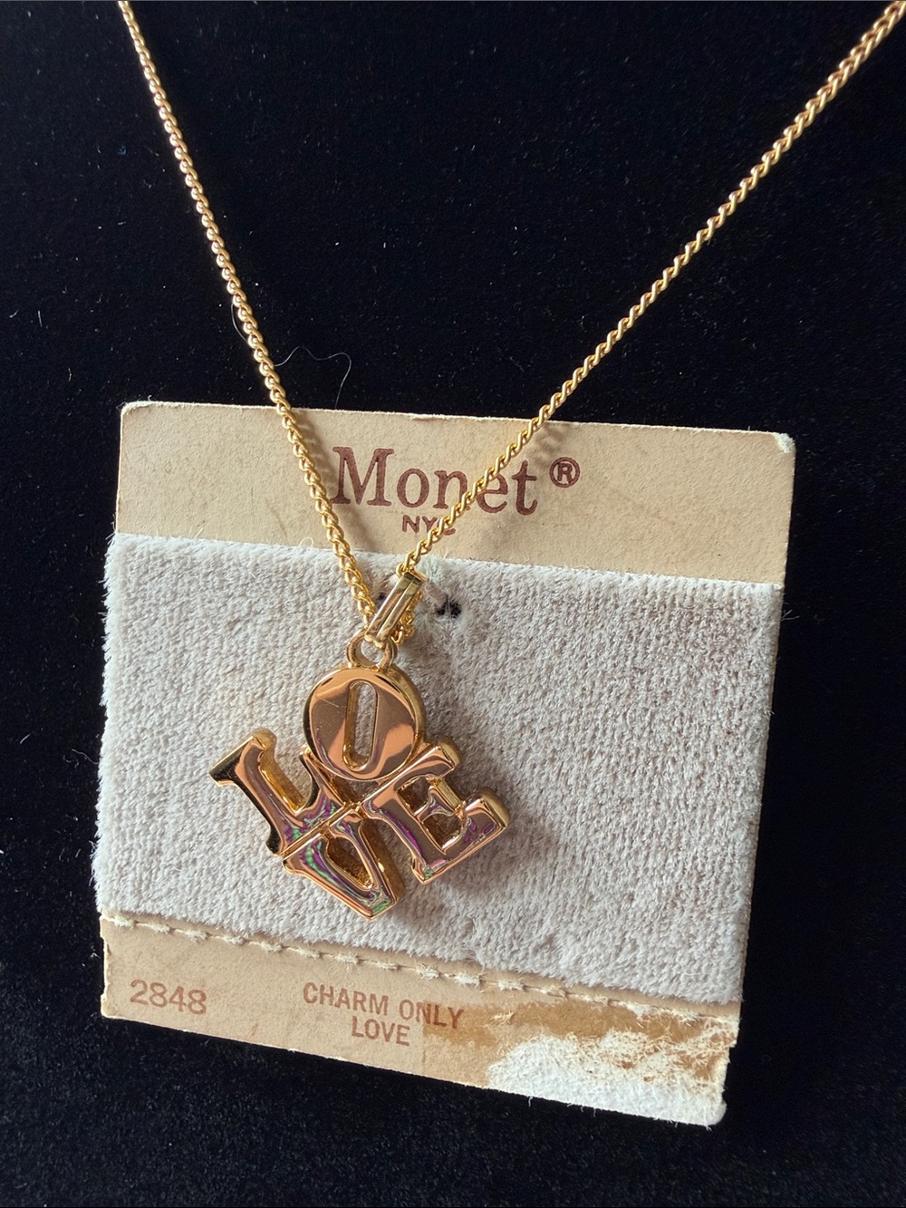 Monet Gold-Tone LOVE Charm Pendant Necklace